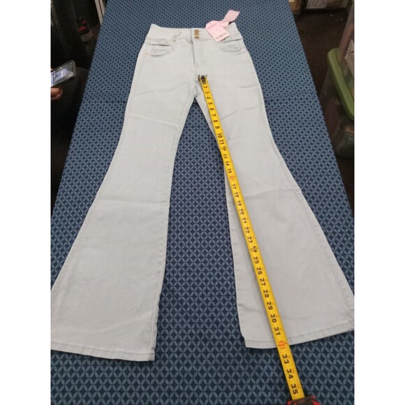 WAIST 28 INCHES SIZE 5 FLARE JEANS STRETCH DENIM PUSH UP BLUE 5-3 CTP1204  SZ5 - Picture 7 of 11